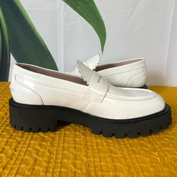 LÄST Matter Chunky White Leather Lug Sole Loafers