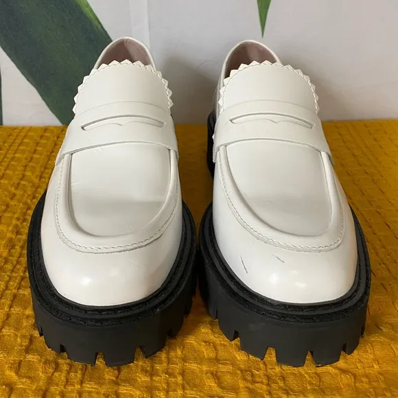 LÄST Matter Chunky White Leather Lug Sole Loafers