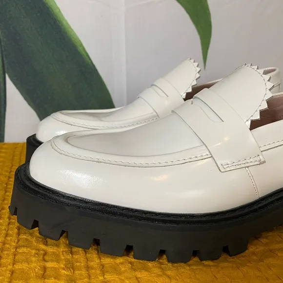 LÄST Matter Chunky White Leather Lug Sole Loafers