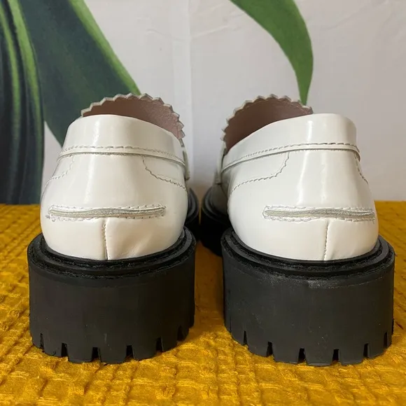 LÄST Matter Chunky White Leather Lug Sole Loafers