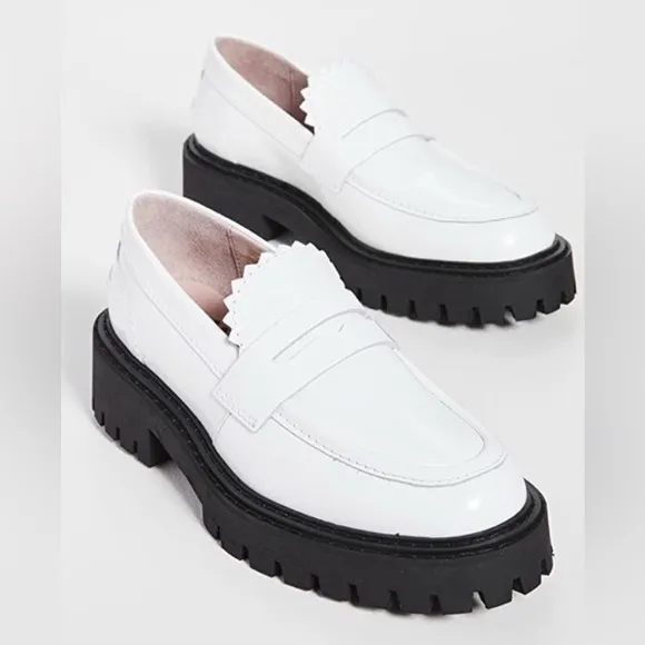 LÄST Matter Chunky White Leather Lug Sole Loafers