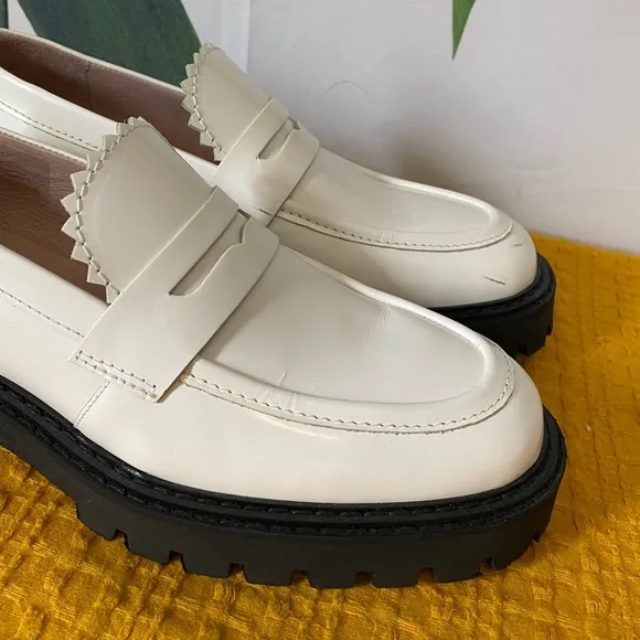 LÄST Matter Chunky White Leather Lug Sole Loafers