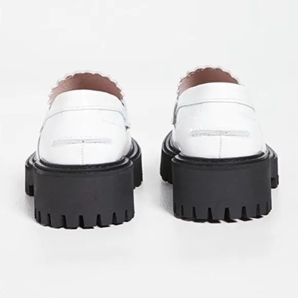 LÄST Matter Chunky White Leather Lug Sole Loafers