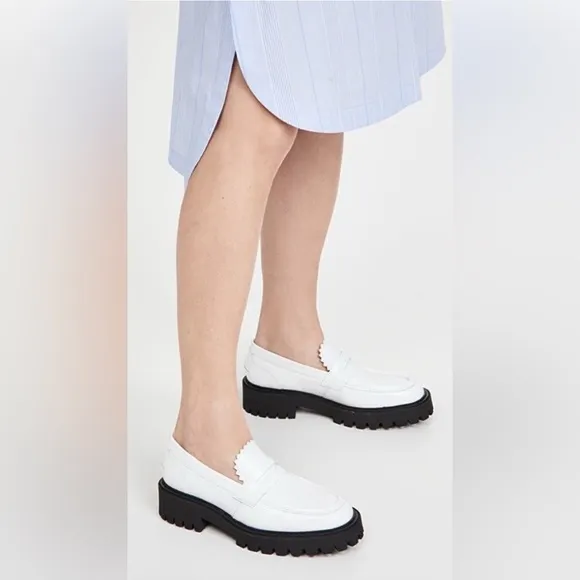 LÄST Matter Chunky White Leather Lug Sole Loafers
