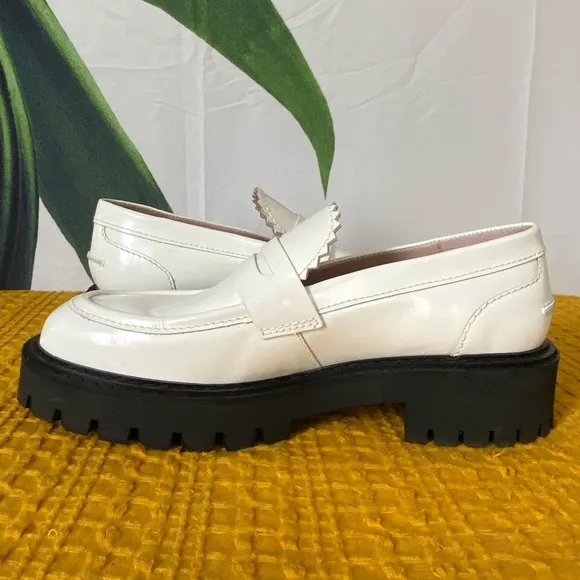 LÄST Matter Chunky White Leather Lug Sole Loafers