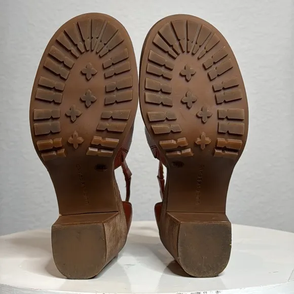 LUCKY BRAND VALKA RANCHO BROWN ANKLE STRAP HEELED SANDALS