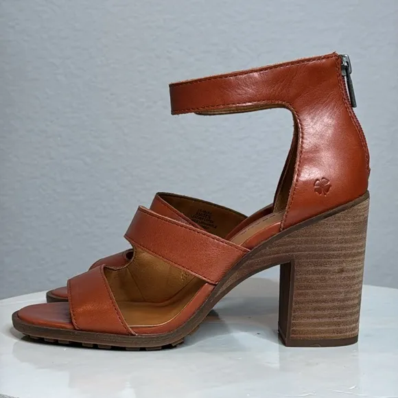 LUCKY BRAND VALKA RANCHO BROWN ANKLE STRAP HEELED SANDALS