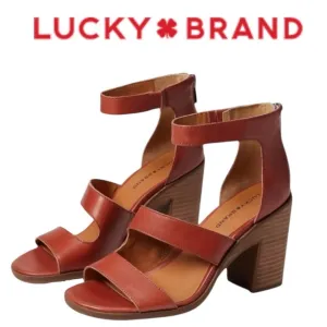 LUCKY BRAND VALKA RANCHO BROWN ANKLE STRAP HEELED SANDALS