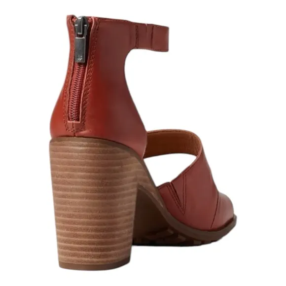 LUCKY BRAND VALKA RANCHO BROWN ANKLE STRAP HEELED SANDALS