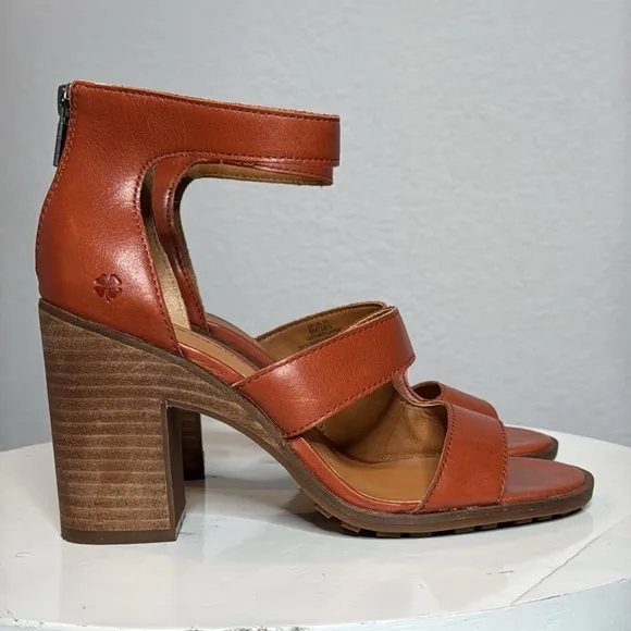 LUCKY BRAND VALKA RANCHO BROWN ANKLE STRAP HEELED SANDALS