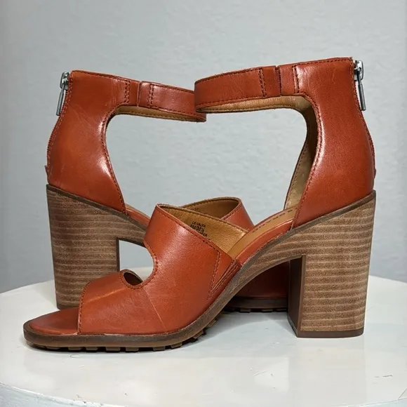 LUCKY BRAND VALKA RANCHO BROWN ANKLE STRAP HEELED SANDALS