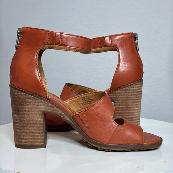 LUCKY BRAND VALKA RANCHO BROWN ANKLE STRAP HEELED SANDALS