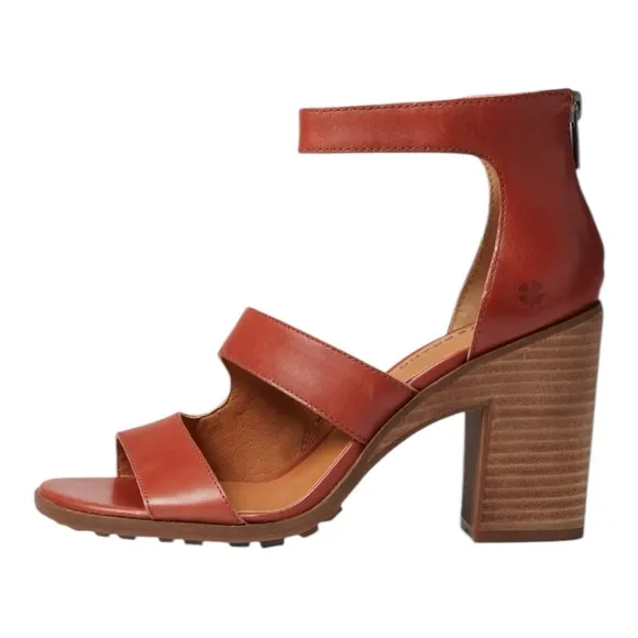 LUCKY BRAND VALKA RANCHO BROWN ANKLE STRAP HEELED SANDALS