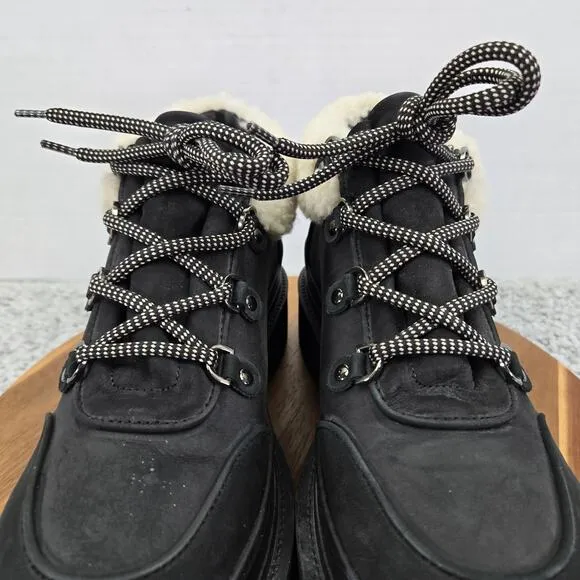 M. Gemi Alpi Due Black Nubuck Chunky Platform Shearling Ankle Boots Womens 40.5