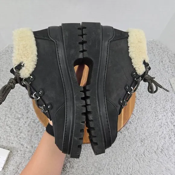 M. Gemi Alpi Due Black Nubuck Chunky Platform Shearling Ankle Boots Womens 40.5