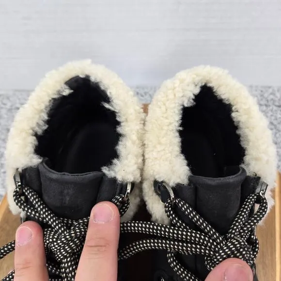 M. Gemi Alpi Due Black Nubuck Chunky Platform Shearling Ankle Boots Womens 40.5