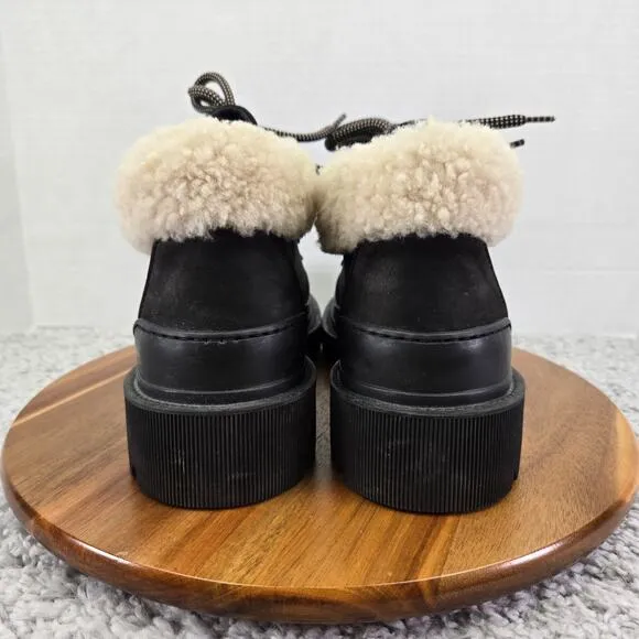 M. Gemi Alpi Due Black Nubuck Chunky Platform Shearling Ankle Boots Womens 40.5