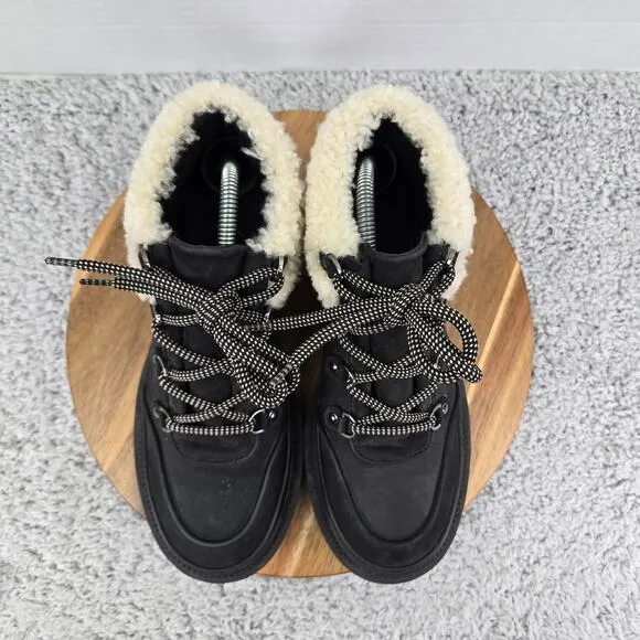M. Gemi Alpi Due Black Nubuck Chunky Platform Shearling Ankle Boots Womens 40.5