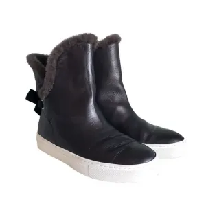 M. GEMI Shoes Black  6.5 US 37 EU Gia Shearling Bootie Leather Sneaker Boots