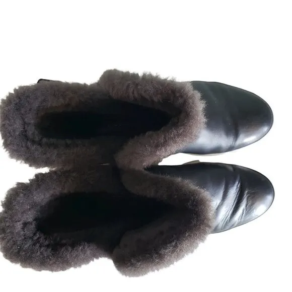 M. GEMI Shoes Black  6.5 US 37 EU Gia Shearling Bootie Leather Sneaker Boots