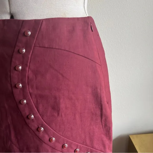 M Missoni Burgundy Red Studded Mini Skirt