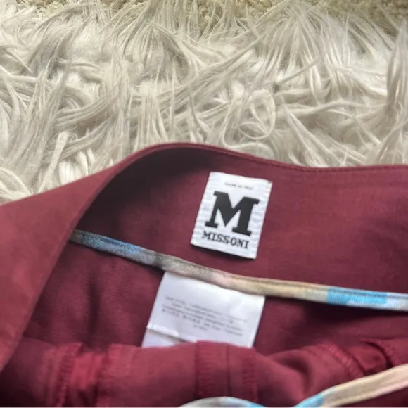 M Missoni Burgundy Red Studded Mini Skirt