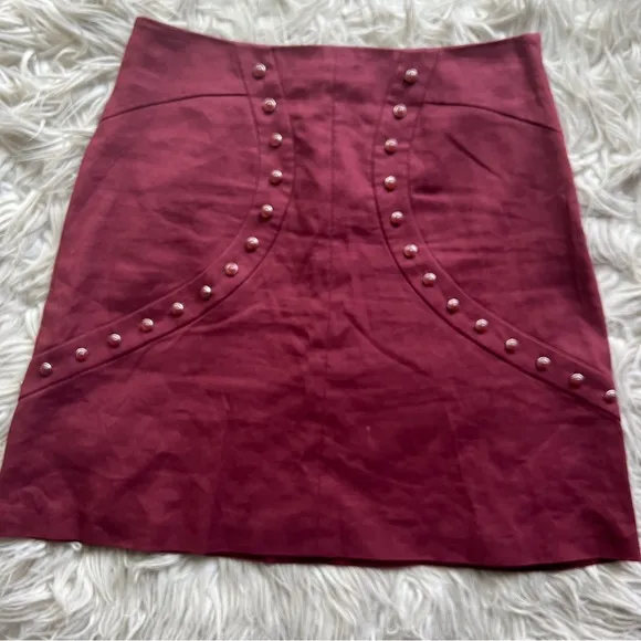 M Missoni Burgundy Red Studded Mini Skirt