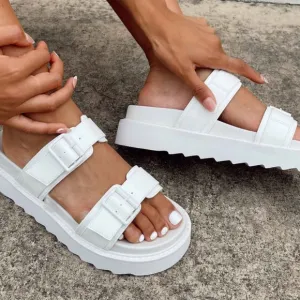 MA BELLE SANDALS all white size 9