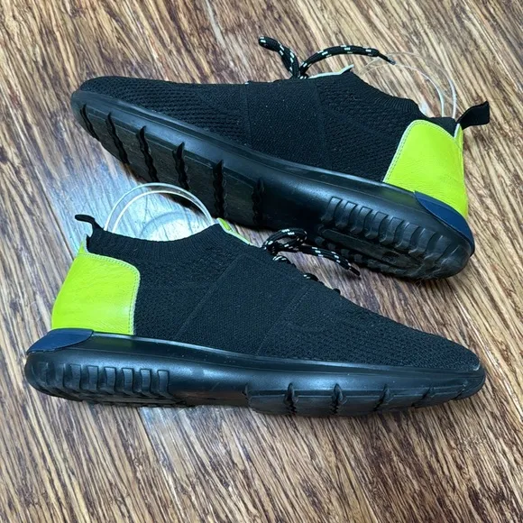 Maceoo men’s black neon knit casual athletic sneakers size 10/43