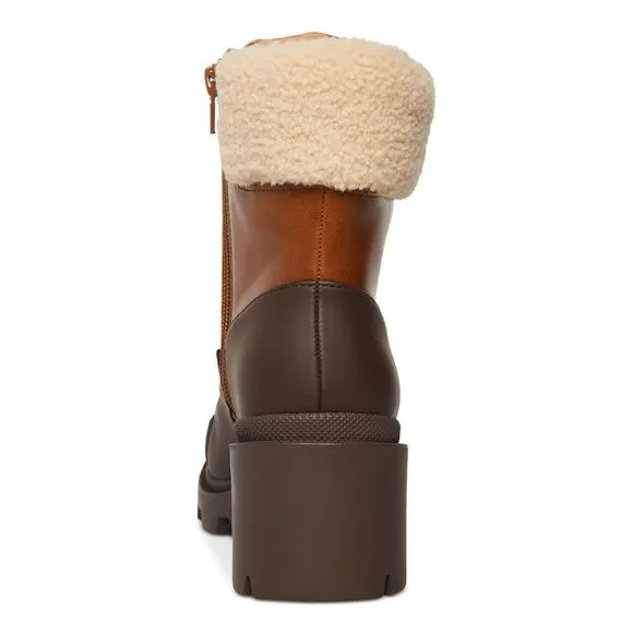 MADDEN GIRL Womens Brown Lug Sole Bubbles Round Toe Block Heel Duck Boots 9.5 M