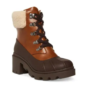 MADDEN GIRL Womens Brown Lug Sole Bubbles Round Toe Block Heel Duck Boots 9.5 M