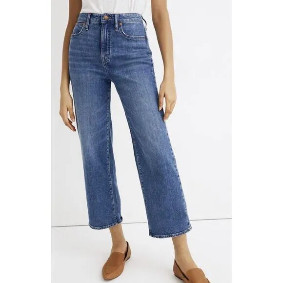 Madewell Jeans Women 25 Tall Blue Curvy Slim Wide Leg Cropped Medium Wash Casual