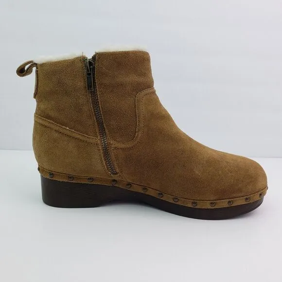 Madewell Marceline Womens Size 10 Brown Suede Shearling Clog Boots NH871