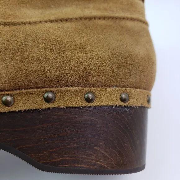 Madewell Marceline Womens Size 10 Brown Suede Shearling Clog Boots NH871