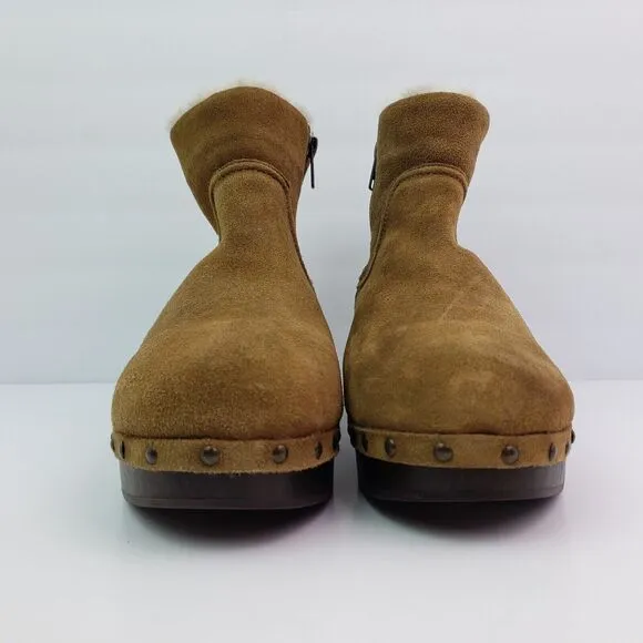 Madewell Marceline Womens Size 10 Brown Suede Shearling Clog Boots NH871