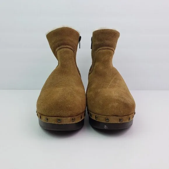 Madewell Marceline Womens Size 10 Brown Suede Shearling Clog Boots NH871