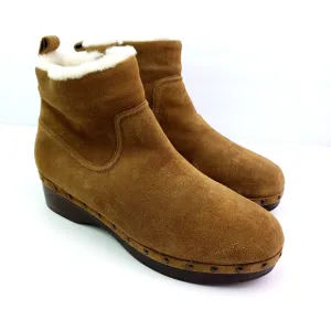 Madewell Marceline Womens Size 10 Brown Suede Shearling Clog Boots NH871