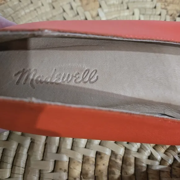 Madewell Red Leather Square Toe Ballet Flats 10