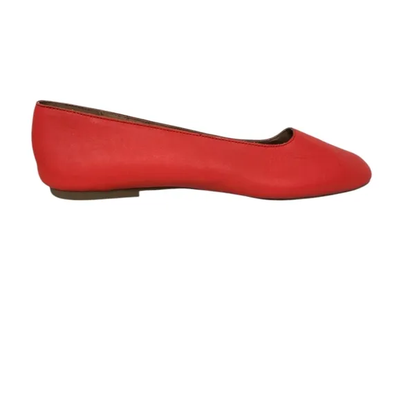 Madewell Red Leather Square Toe Ballet Flats 10