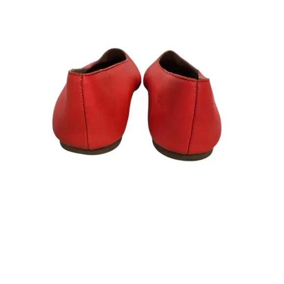 Madewell Red Leather Square Toe Ballet Flats 10