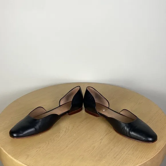Madewell The Lawrence D'Orsay Leather Flats Shoes Black Square Toe Womens 9