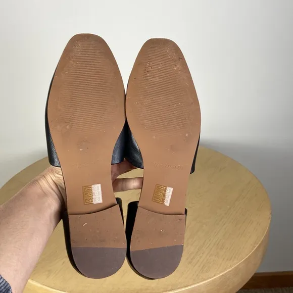 Madewell The Lawrence D'Orsay Leather Flats Shoes Black Square Toe Womens 9