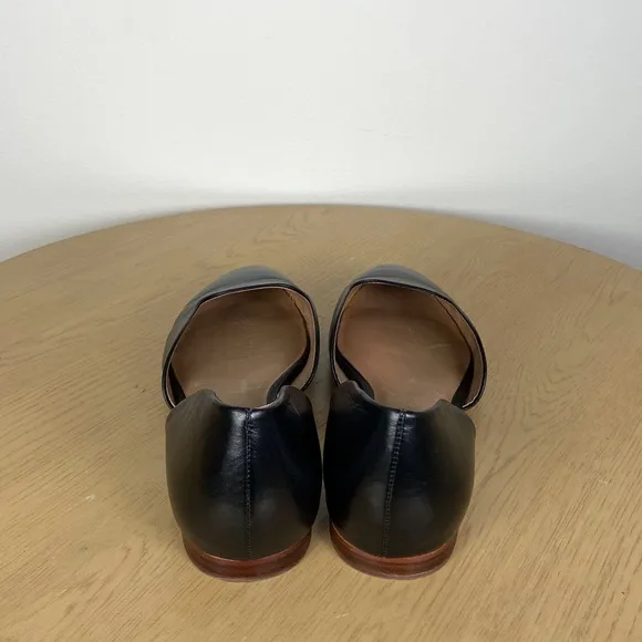 Madewell The Lawrence D'Orsay Leather Flats Shoes Black Square Toe Womens 9