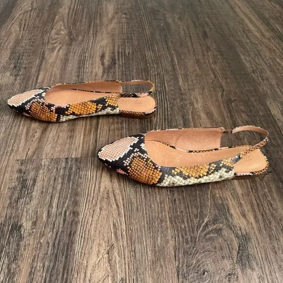 Madewell The Margot Snake Embossed Slingback Leather  Flats