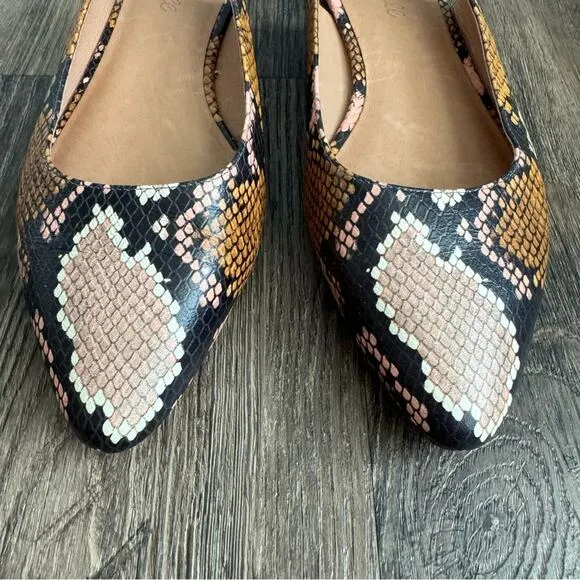 Madewell The Margot Snake Embossed Slingback Leather  Flats