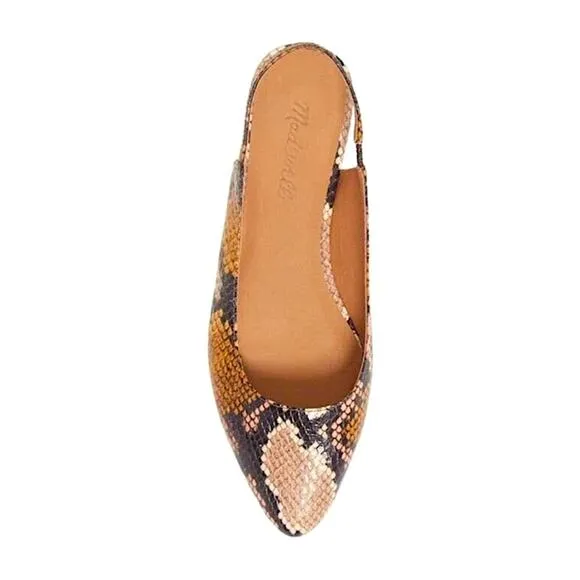 Madewell The Margot Snake Embossed Slingback Leather  Flats