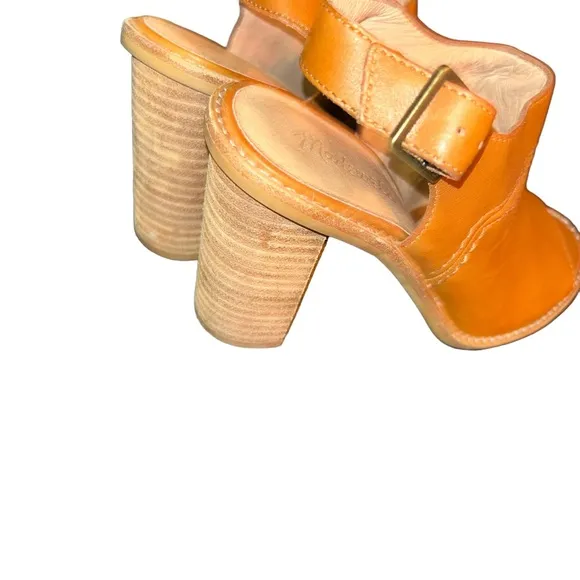 Madewell the Marie tan leather peep toe buckle slingback sandals size 7