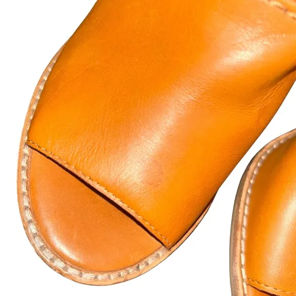 Madewell the Marie tan leather peep toe buckle slingback sandals size 7