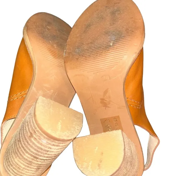 Madewell the Marie tan leather peep toe buckle slingback sandals size 7