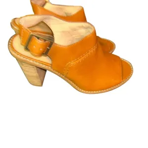 Madewell the Marie tan leather peep toe buckle slingback sandals size 7